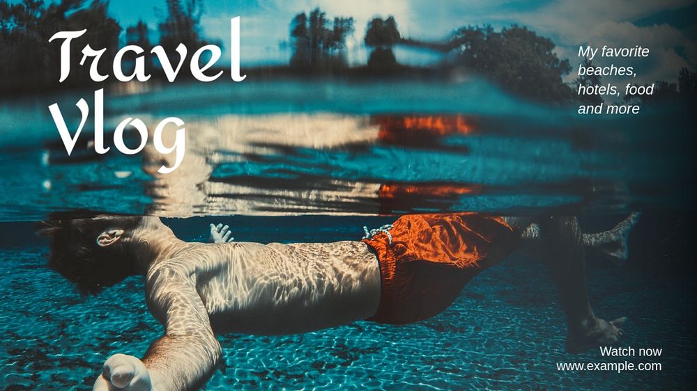 Travel vlog blog banner template, editable text