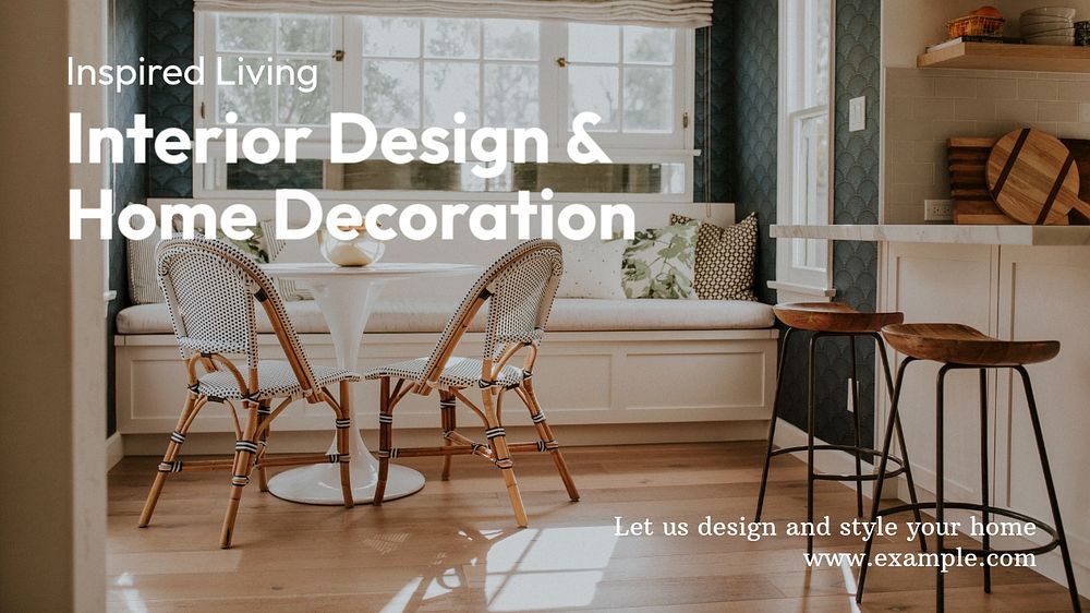 Interior design blog banner template, editable text