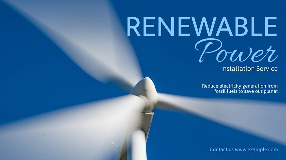 Renewable power blog banner template, editable text