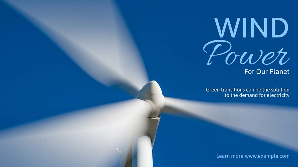 Wind power blog banner template, editable text