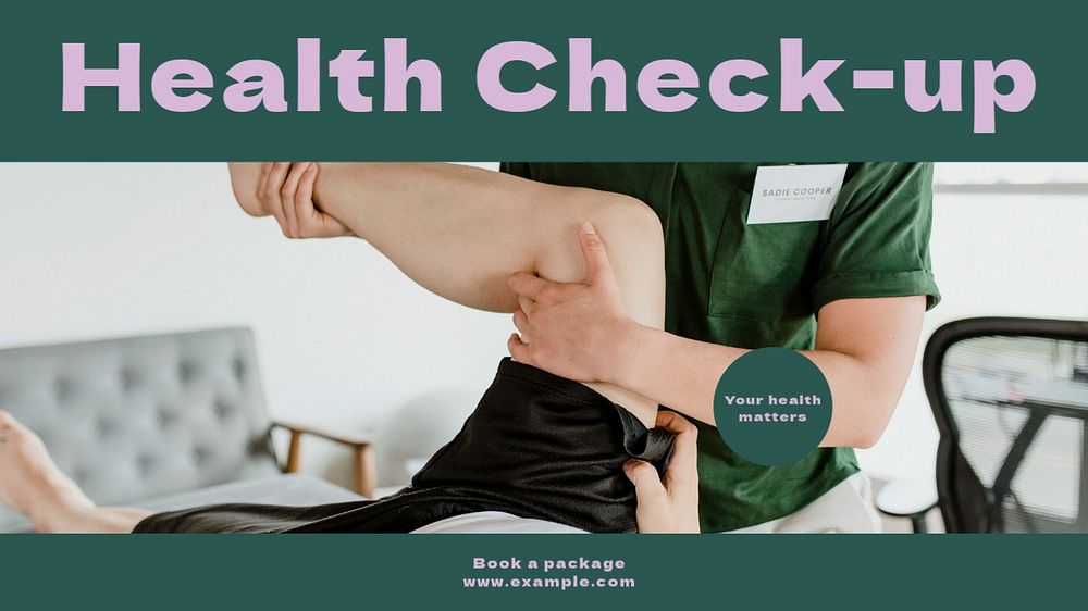 Health check-up blog banner template, editable text