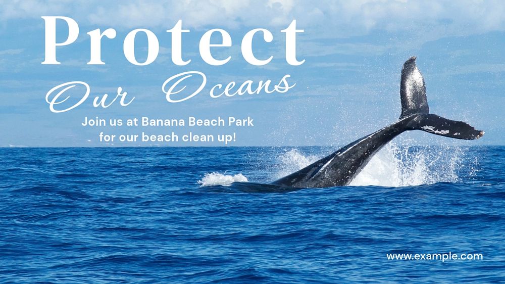 Protect our oceans blog banner template, editable text