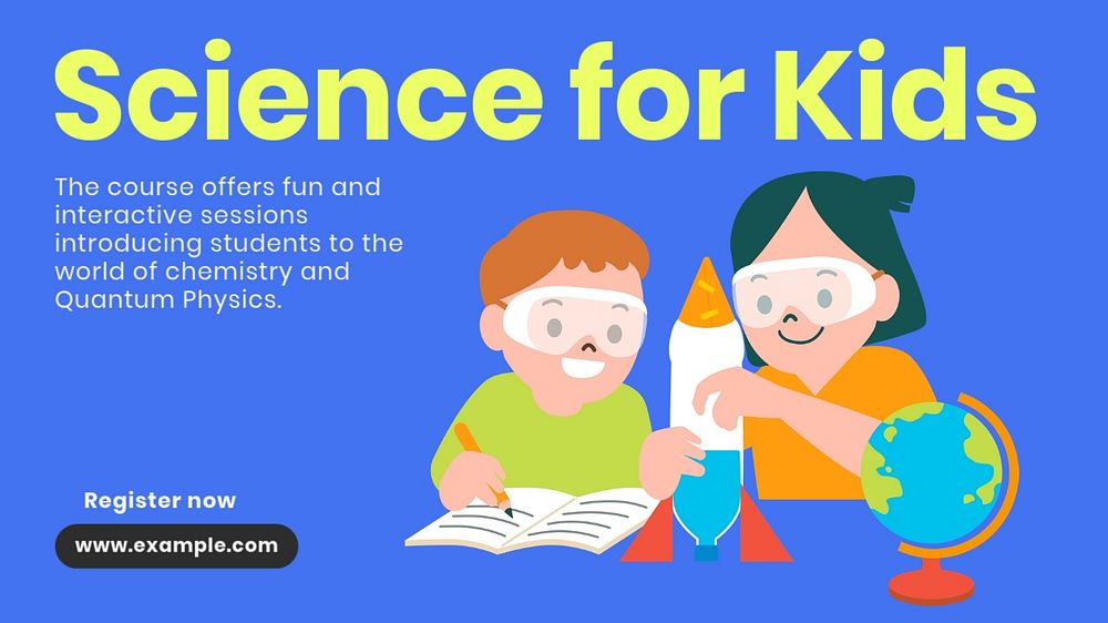 Kids science class blog banner template, editable text