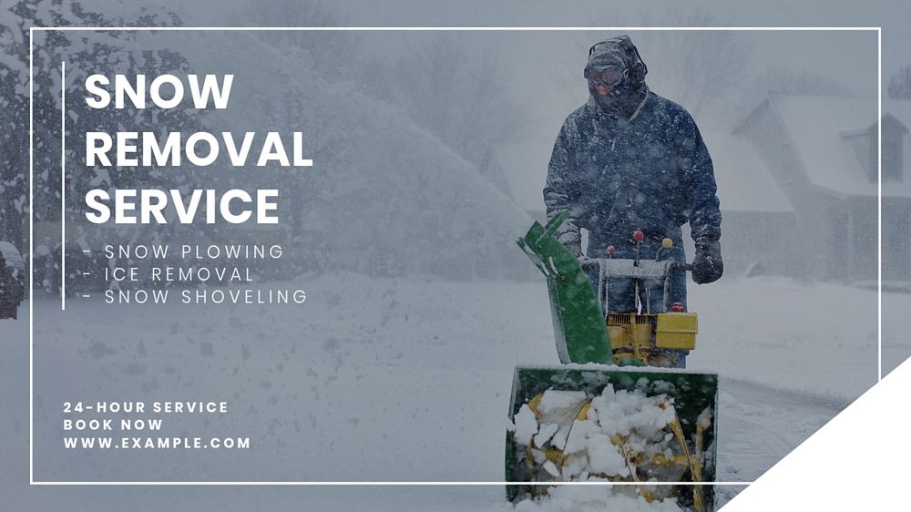 Snow removal service blog banner template, editable text