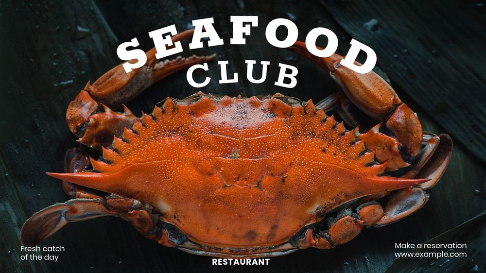 Seafood club blog banner template, editable text