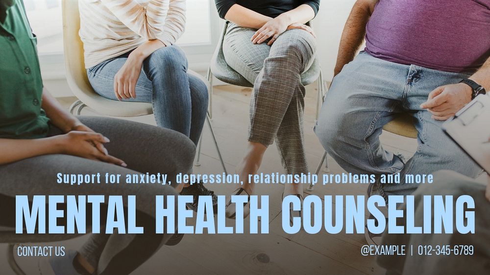 Mental health counseling blog banner template, editable text