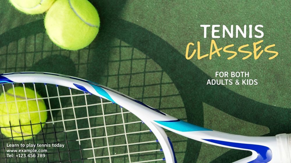 Tennis classes blog banner template, editable text