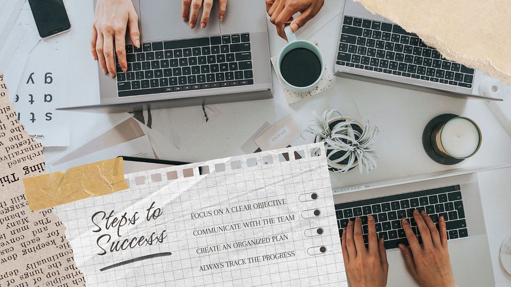 Steps to success  blog banner template, editable text