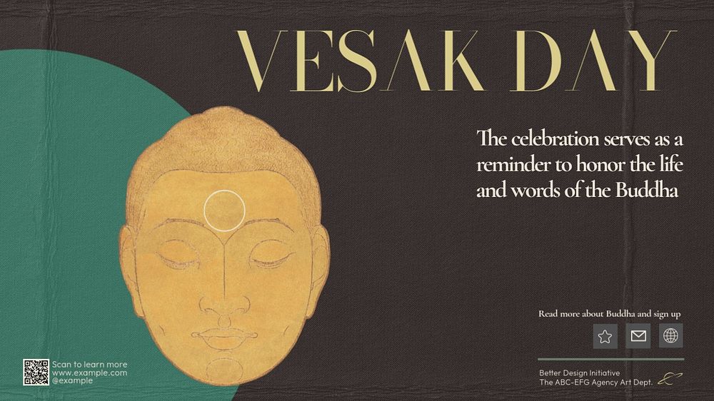 Vesak day blog banner template, editable text