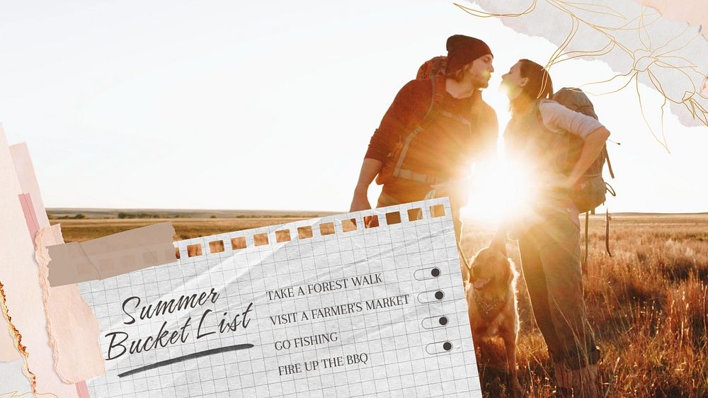 Summer bucket list  blog banner template, editable text