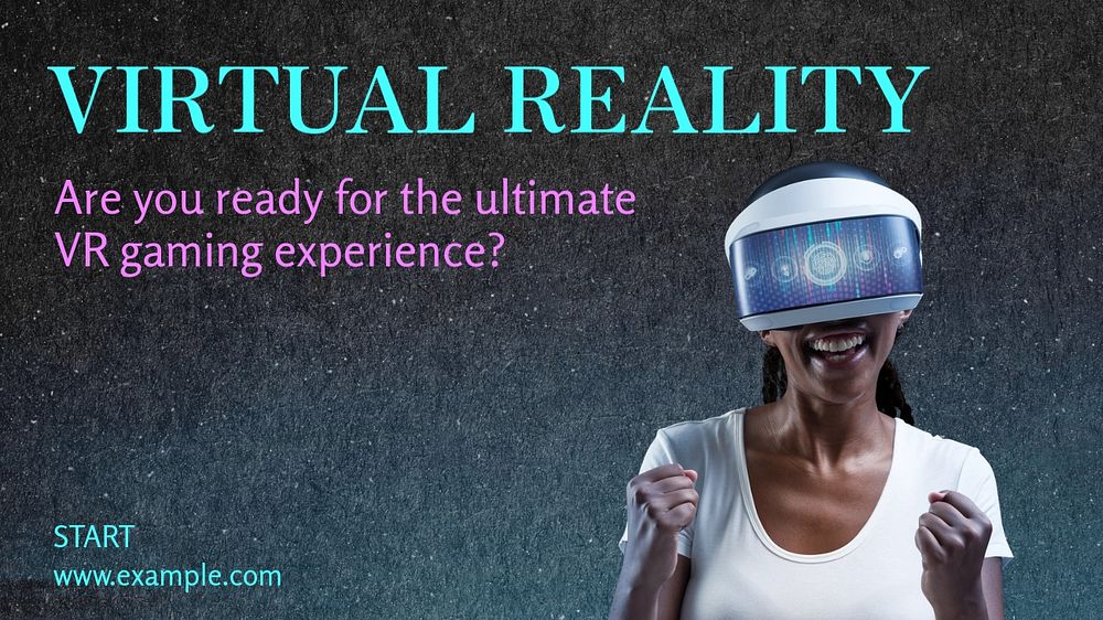 Virtual reality blog banner template, editable text