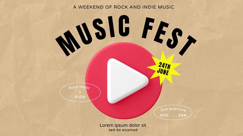 Music fest Facebook cover template, editable design