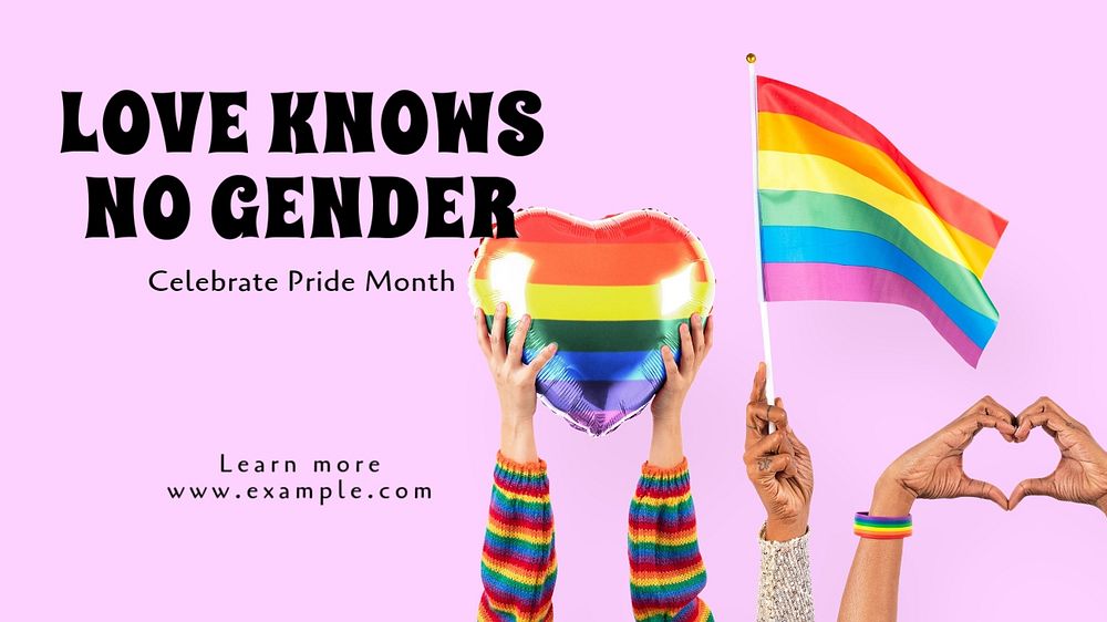 Pride month  blog banner template, editable text