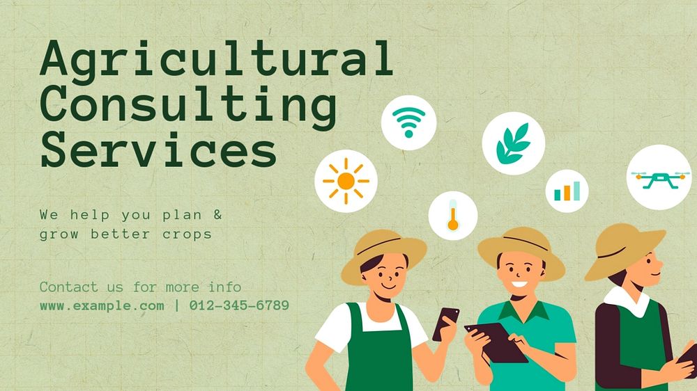 Agricultural consulting services  blog banner template, editable text