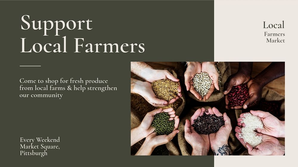 Support local farmers  blog banner template, editable text