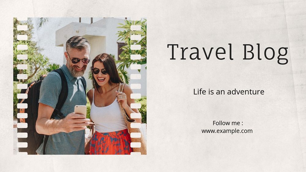 Travel blog blog banner template, editable text