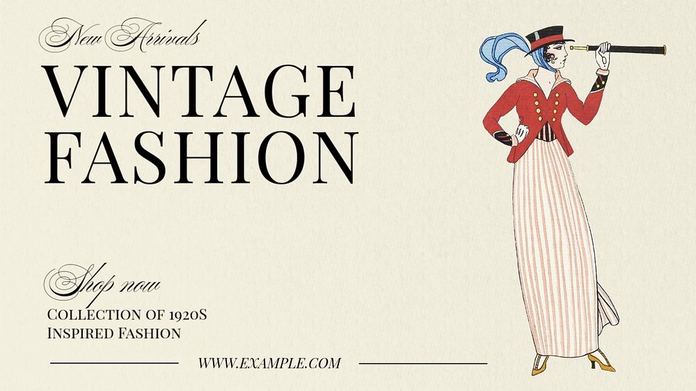 Vintage fashion  blog banner template, editable text