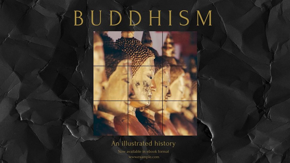 Buddhism history blog banner template, editable text