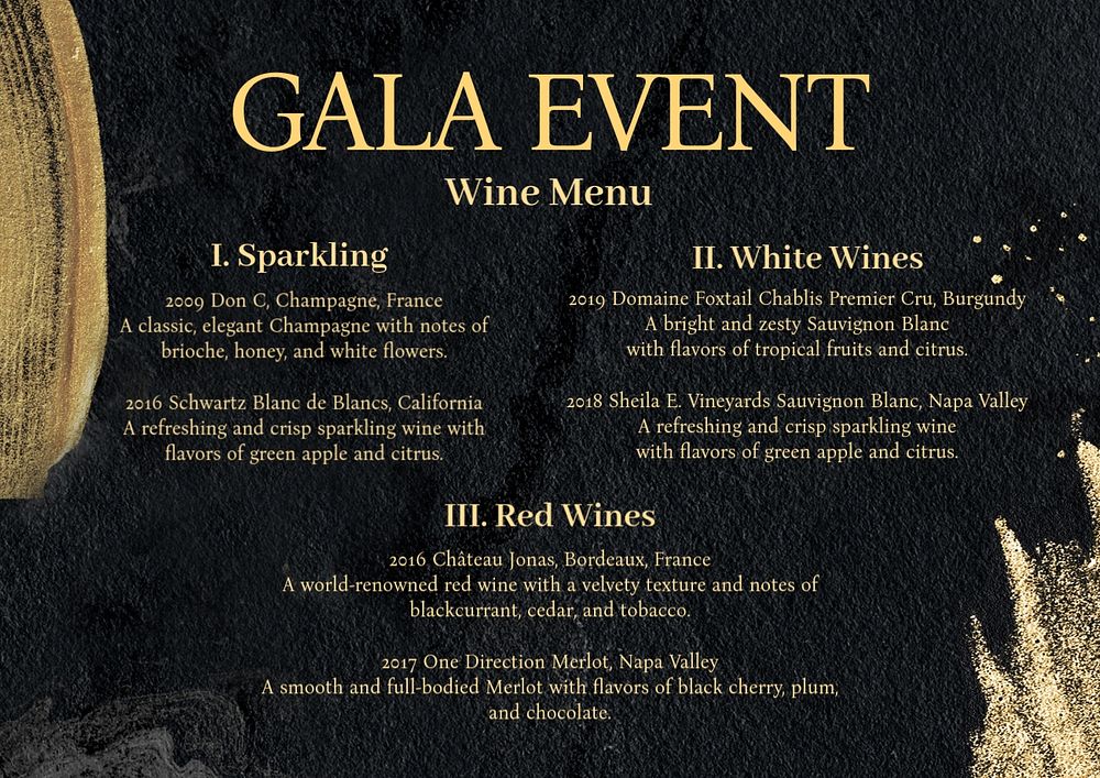 Wine menu template, editable design