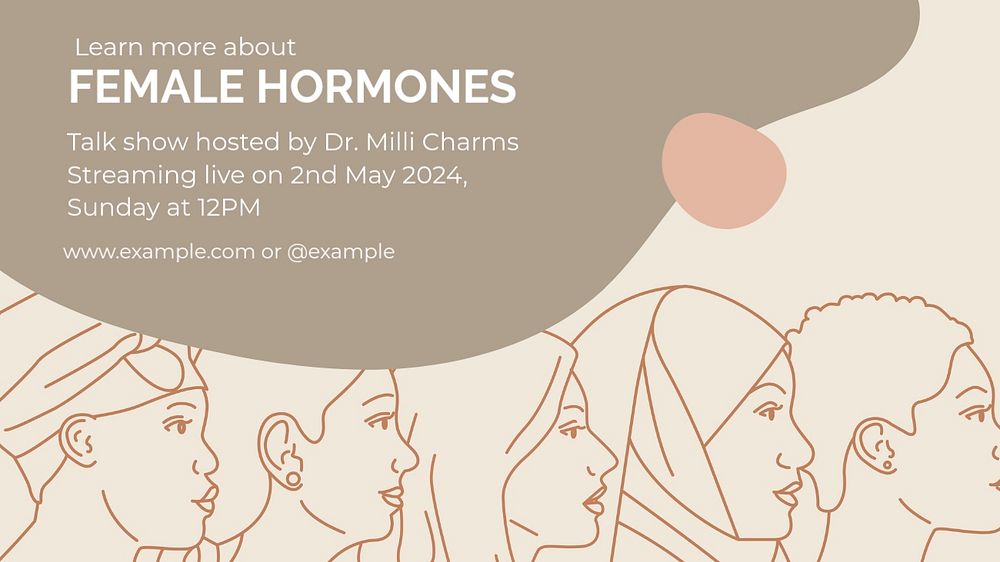 Feminine hormones  blog banner template, editable text