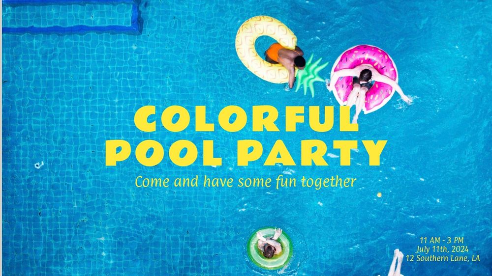 Pool party invitation blog banner template, editable text