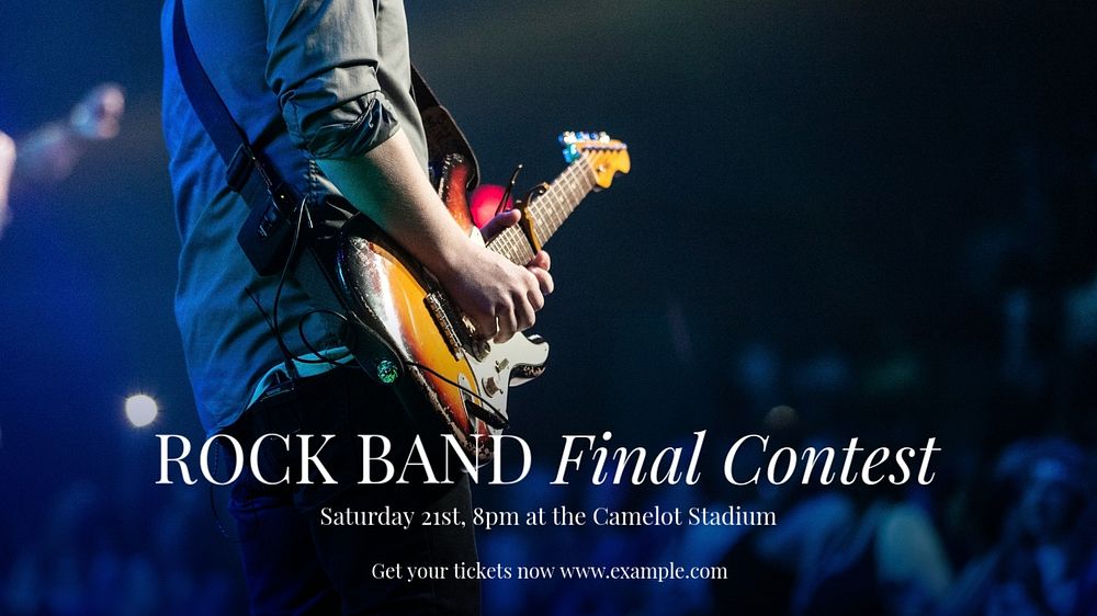 Rock band blog banner template, editable text