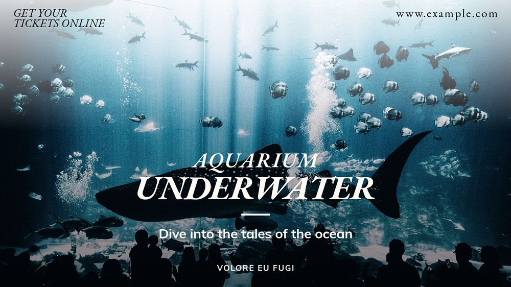 Underwater aquarium blog banner template, editable text