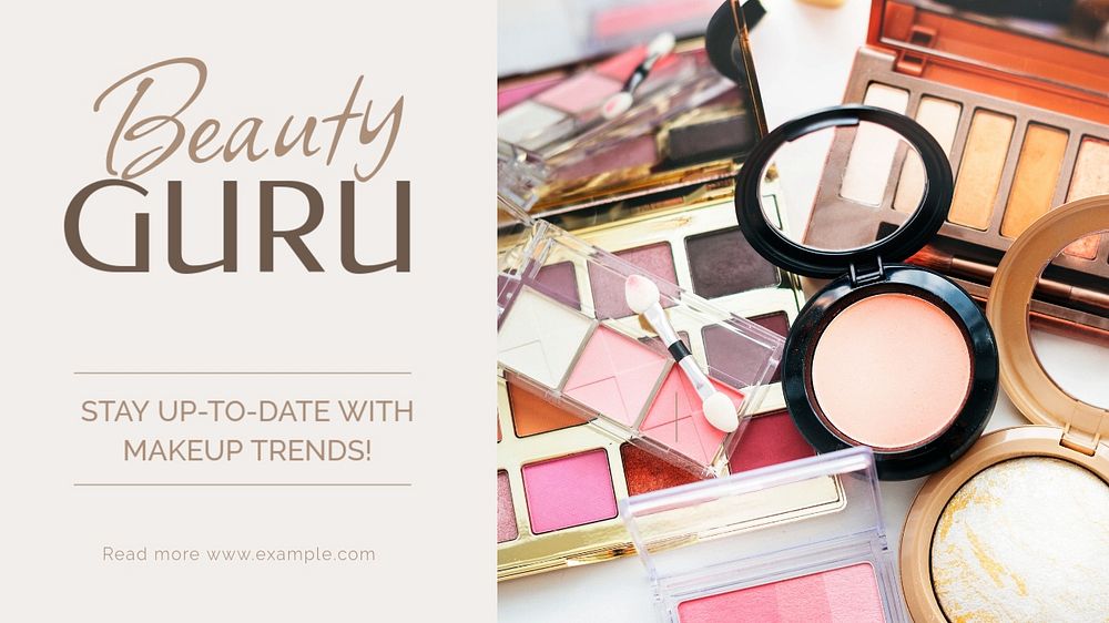 Beauty guru  blog banner template, editable text