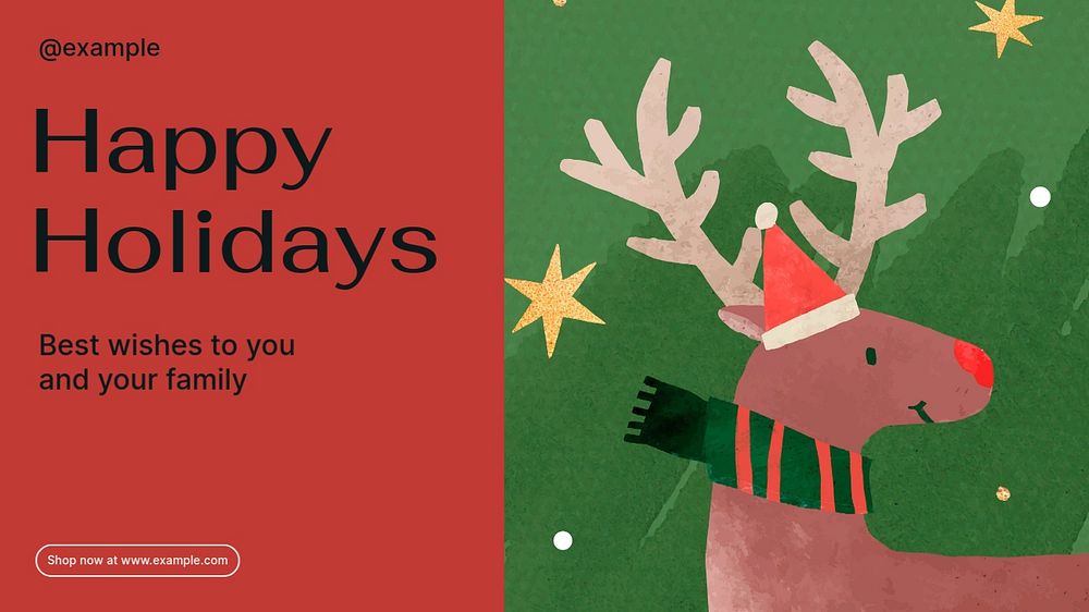 Happy holidays  blog banner template, editable text