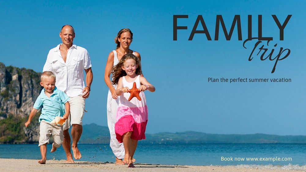 Family trip blog banner template, editable text