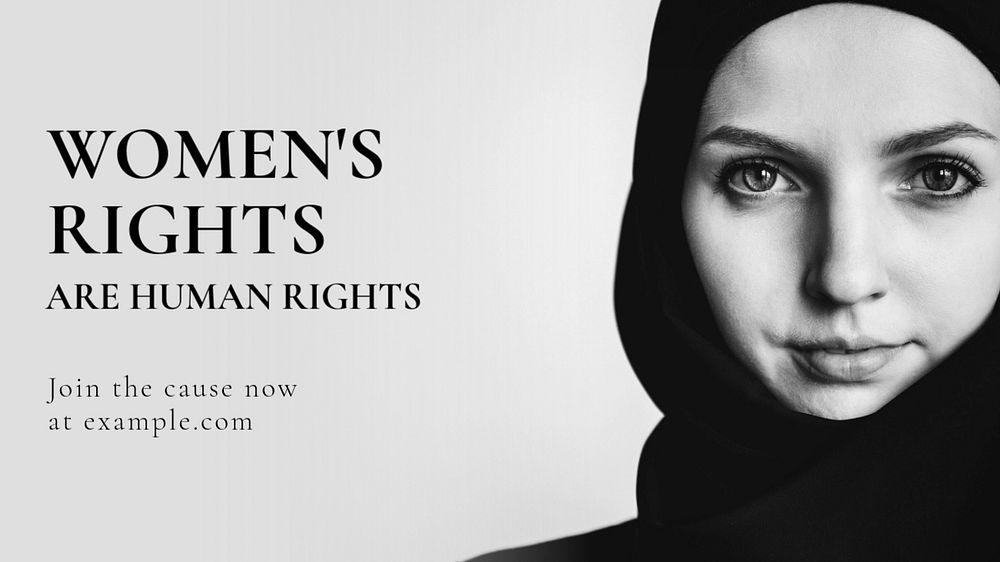 Women's rights blog banner template, editable text