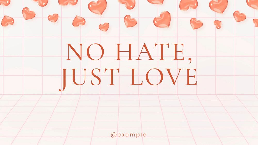 No hate just love  blog banner template, editable text