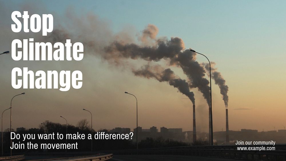 Stop climate change blog banner template, editable text