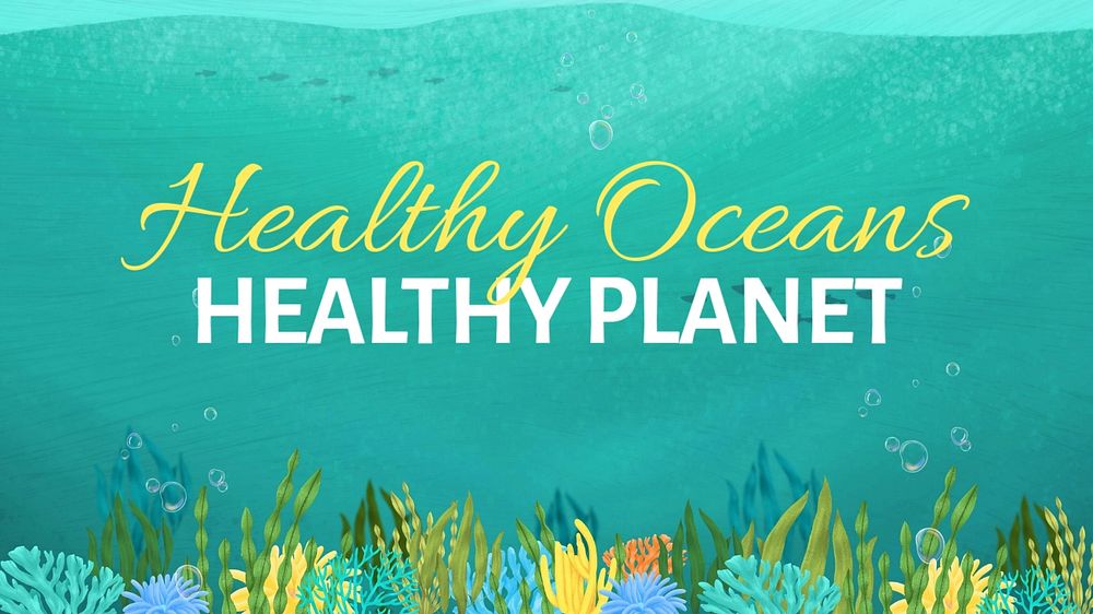 Healthy oceans & planet blog banner template, editable text