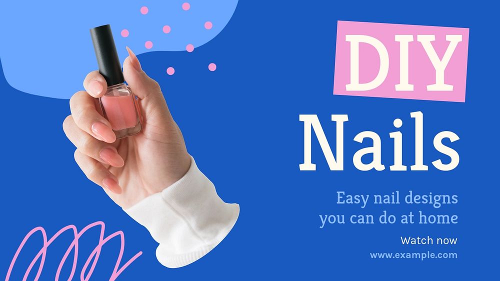 DIY nails  blog banner template, editable text