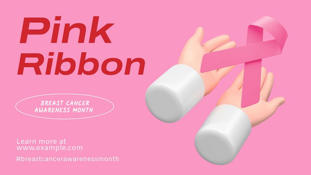 Pink ribbon  blog banner template, editable text