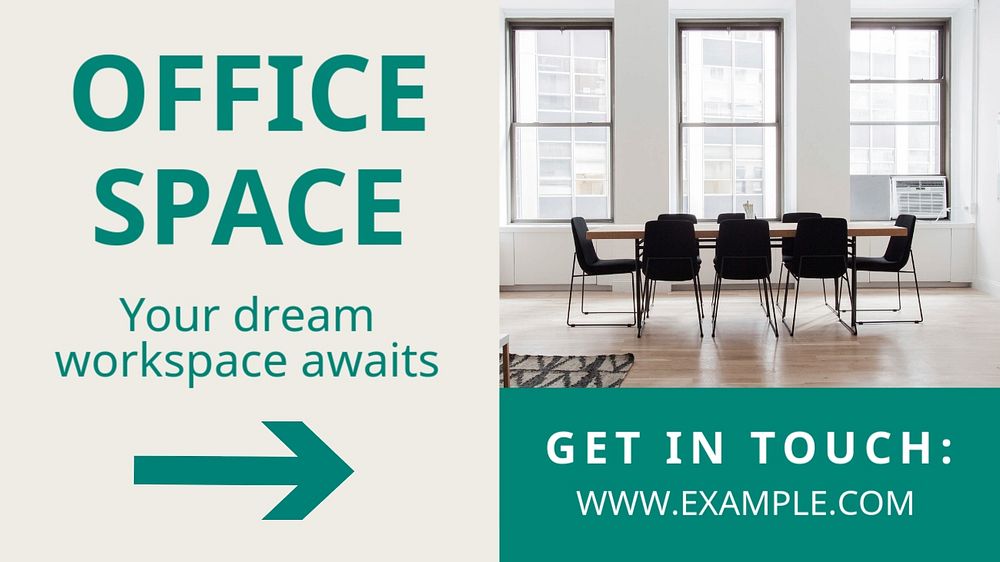 Office space blog banner template, editable text