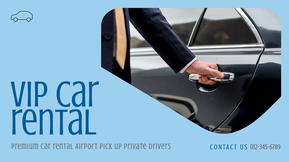 Vip car rental  blog banner template, editable text