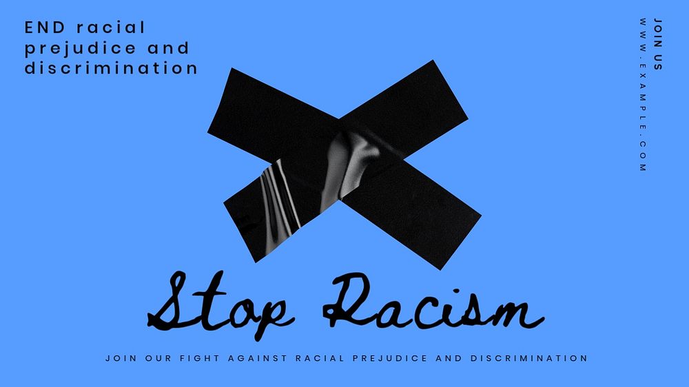 Stop racism  blog banner template, editable text