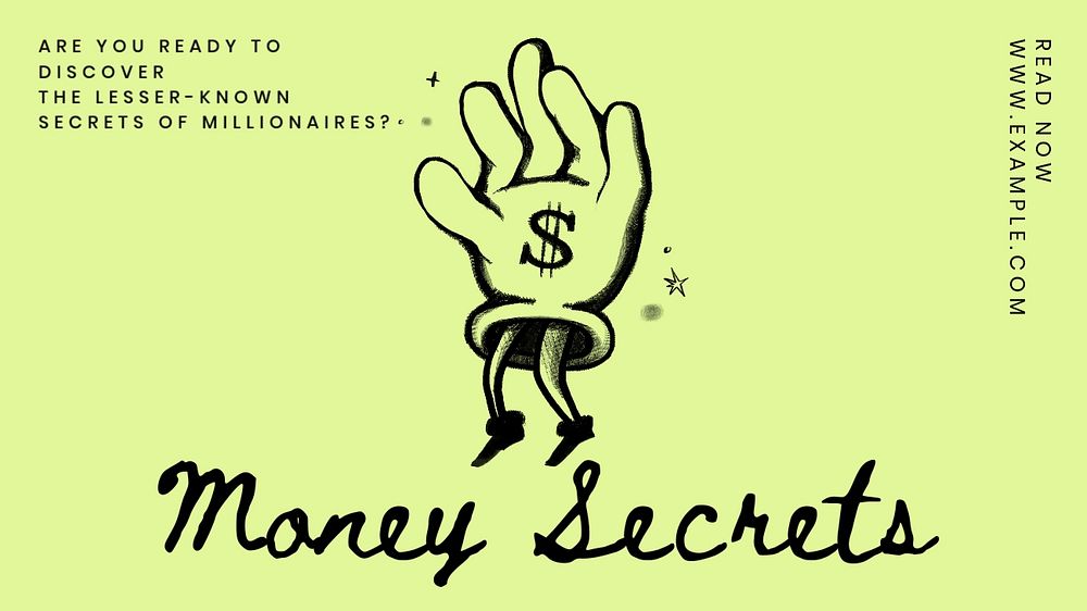 Money secrets  blog banner template, editable text