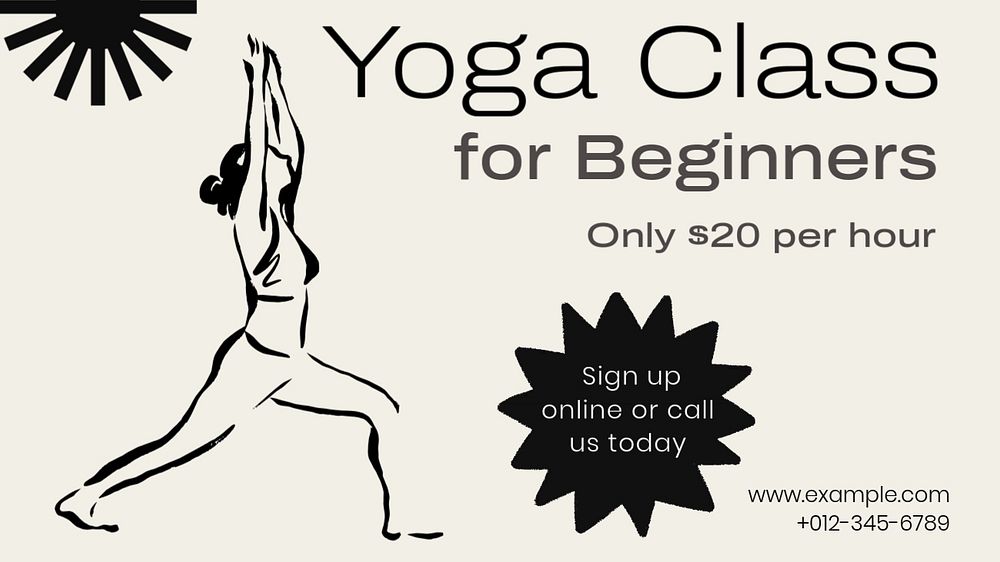 Yoga class  blog banner template, editable text