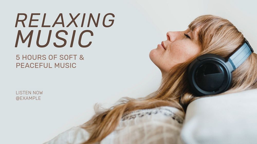 Relaxing music blog banner template, editable text