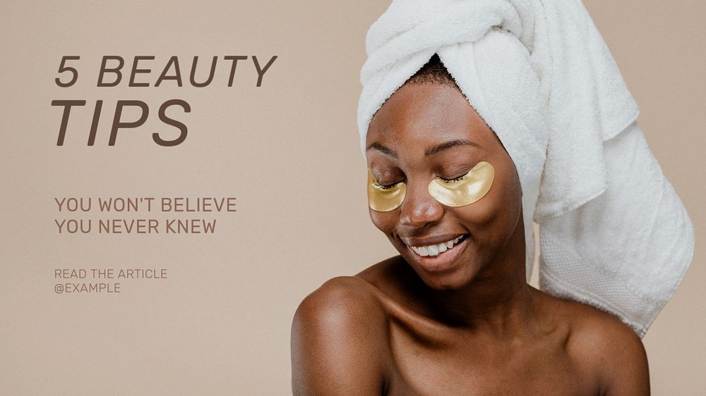 Beauty tips blog banner template, editable text