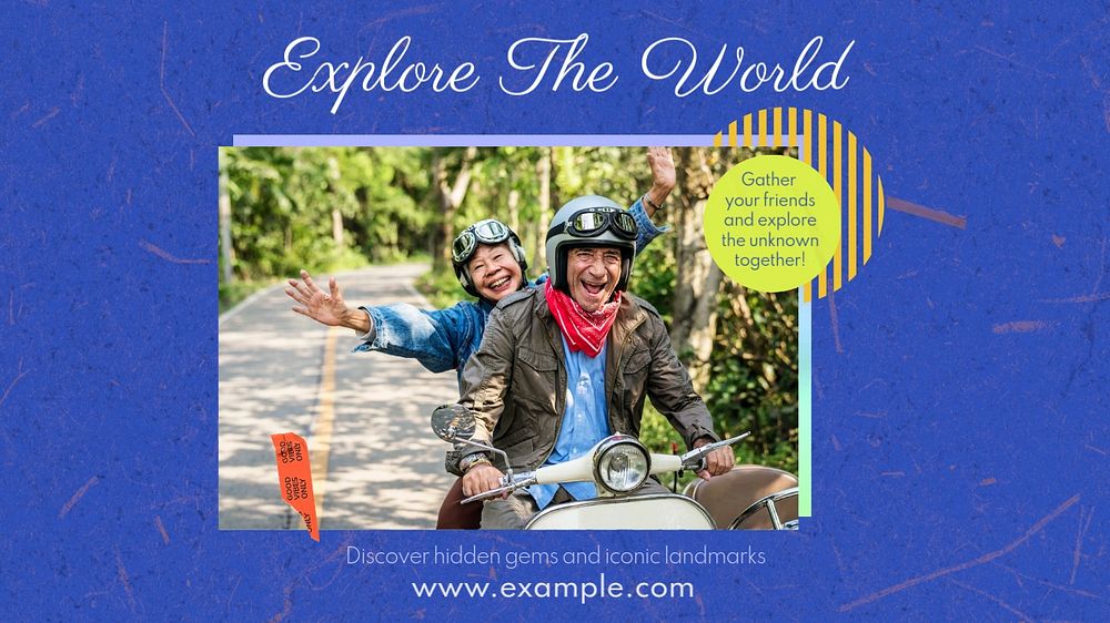 Explore the world  blog banner template, editable text