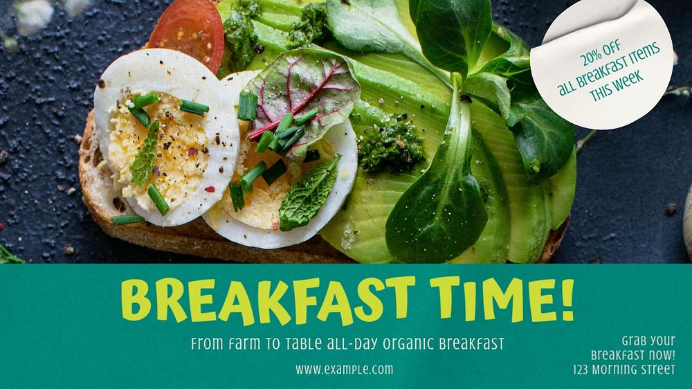 All-day breakfast  blog banner template, editable text