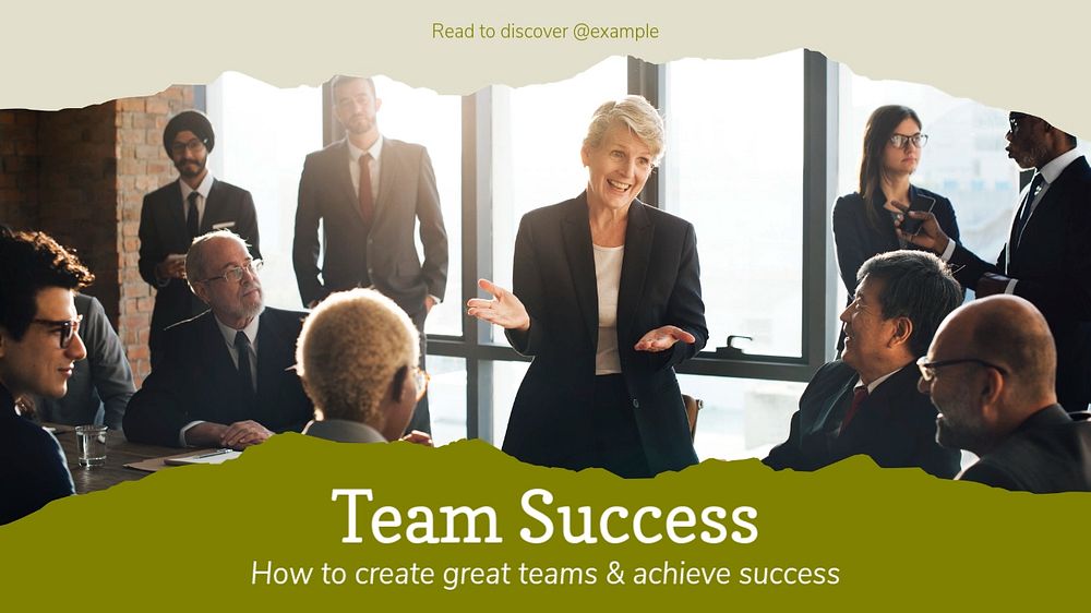 Team success  blog banner template, editable text