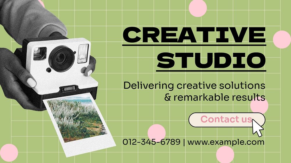 Creative agency studio  blog banner template, editable text