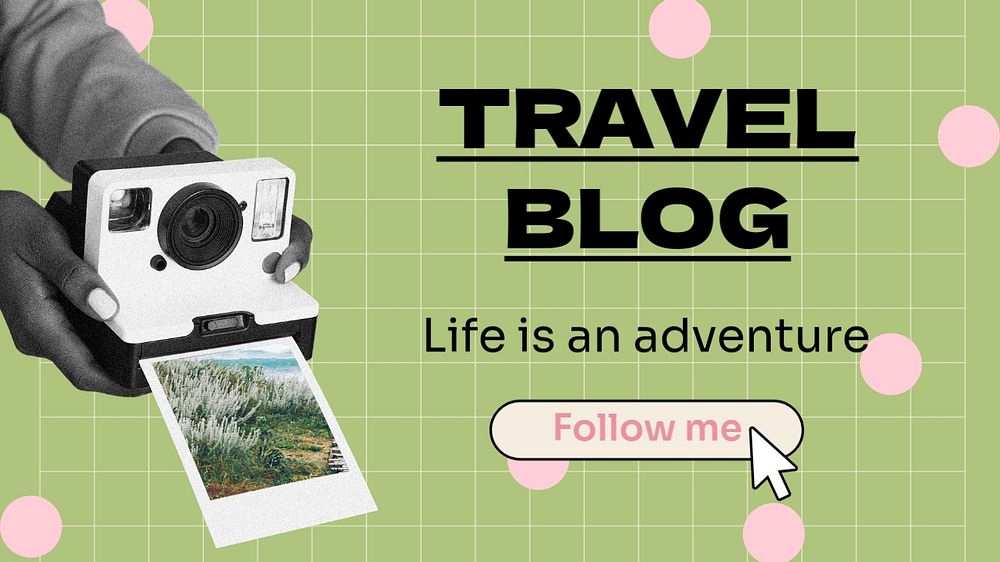 Travel blog  blog banner template, editable text