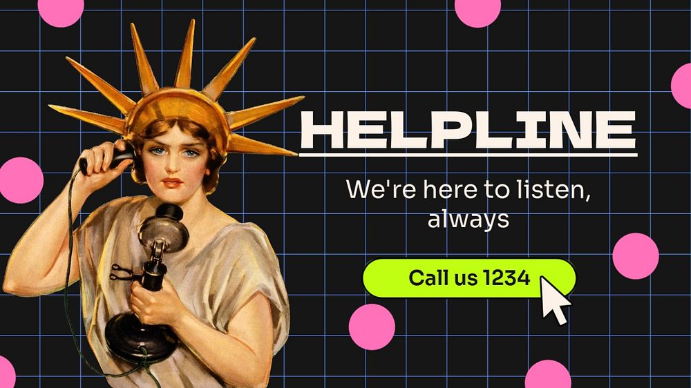 Helpline  blog banner template, editable text