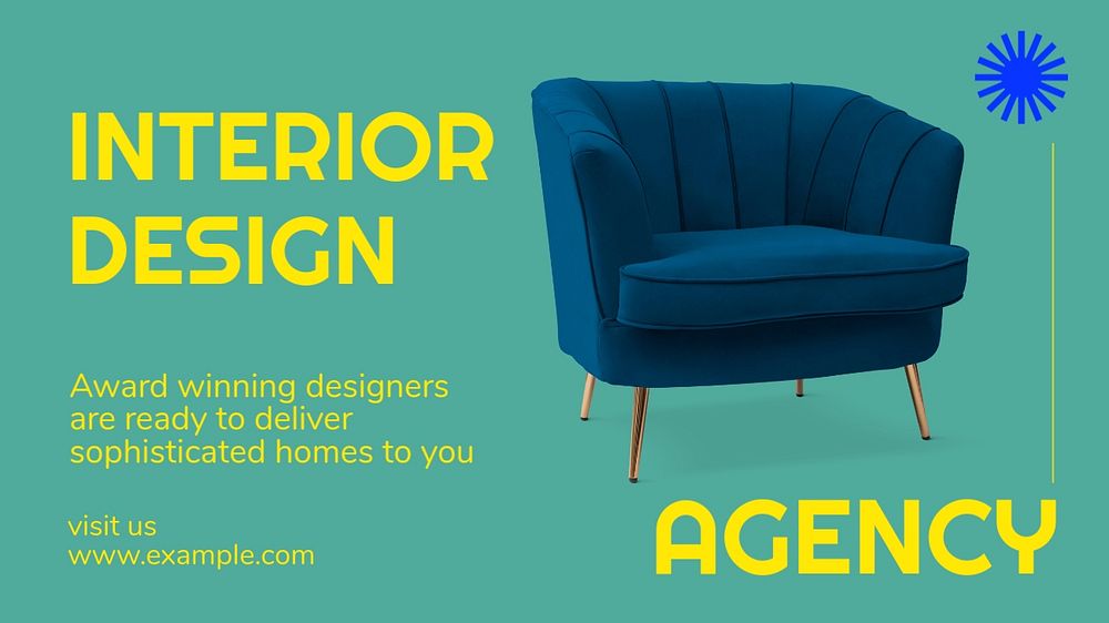 Interior design agency  blog banner template, editable text